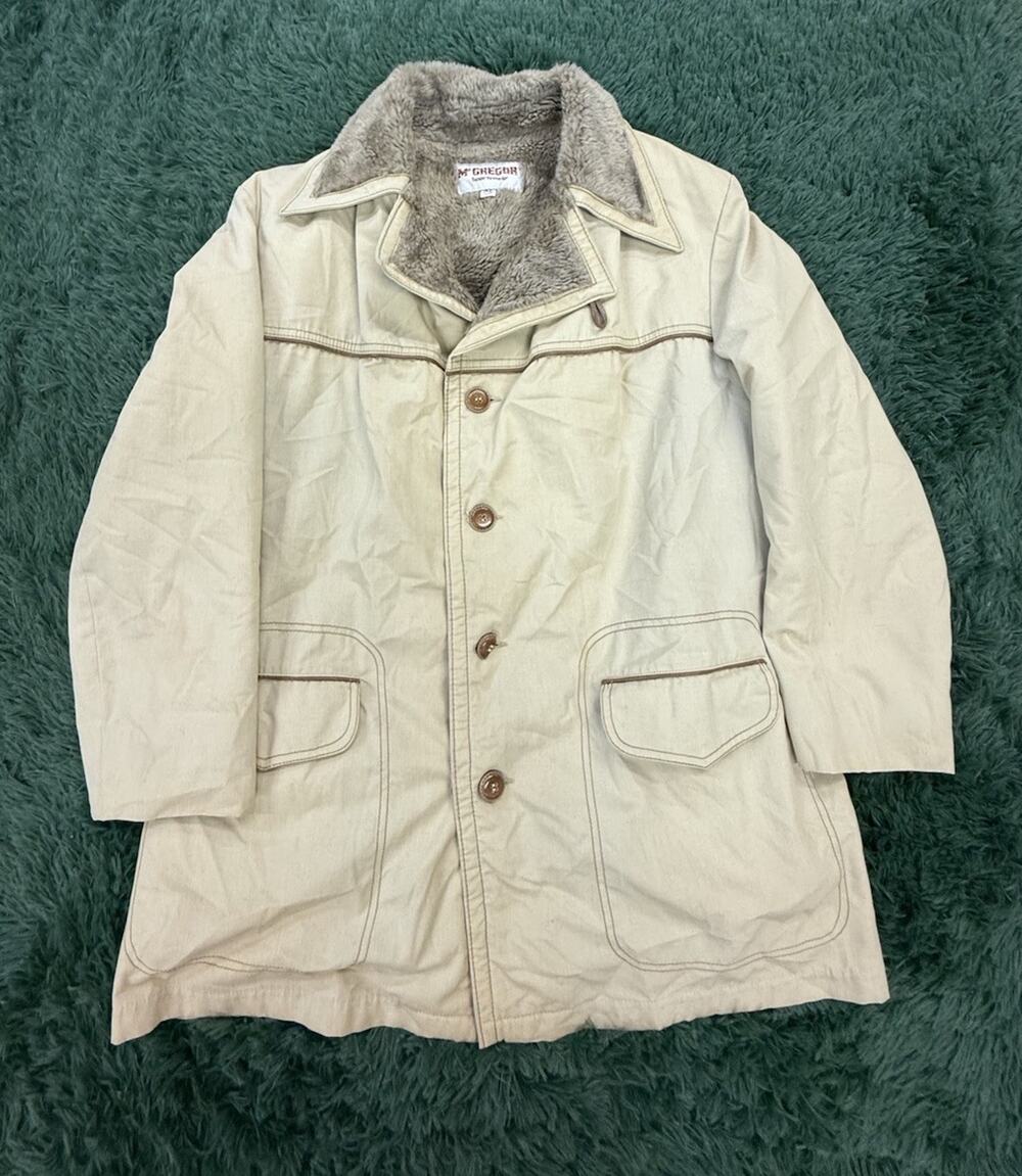 RARE McGREGOR Cold Weather Sportswear Mens 42 Cream | Brown Farm Coat Jacket